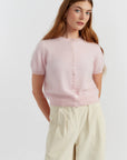 Brushed Cashmere Button T - PINK