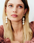Triple Organic Pearl Earring
