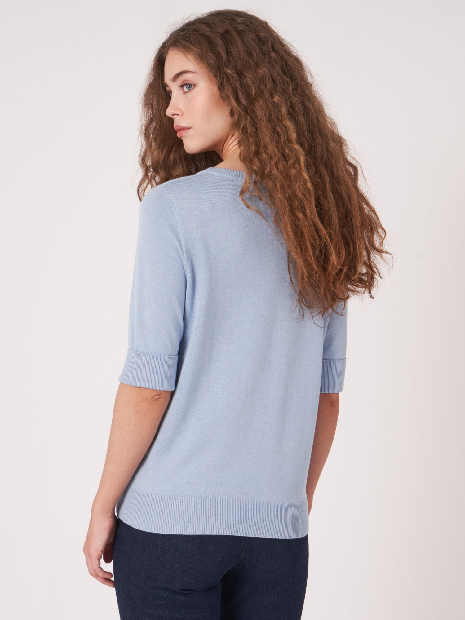 Cora Cotton Blend Sweater - LT.BLUE