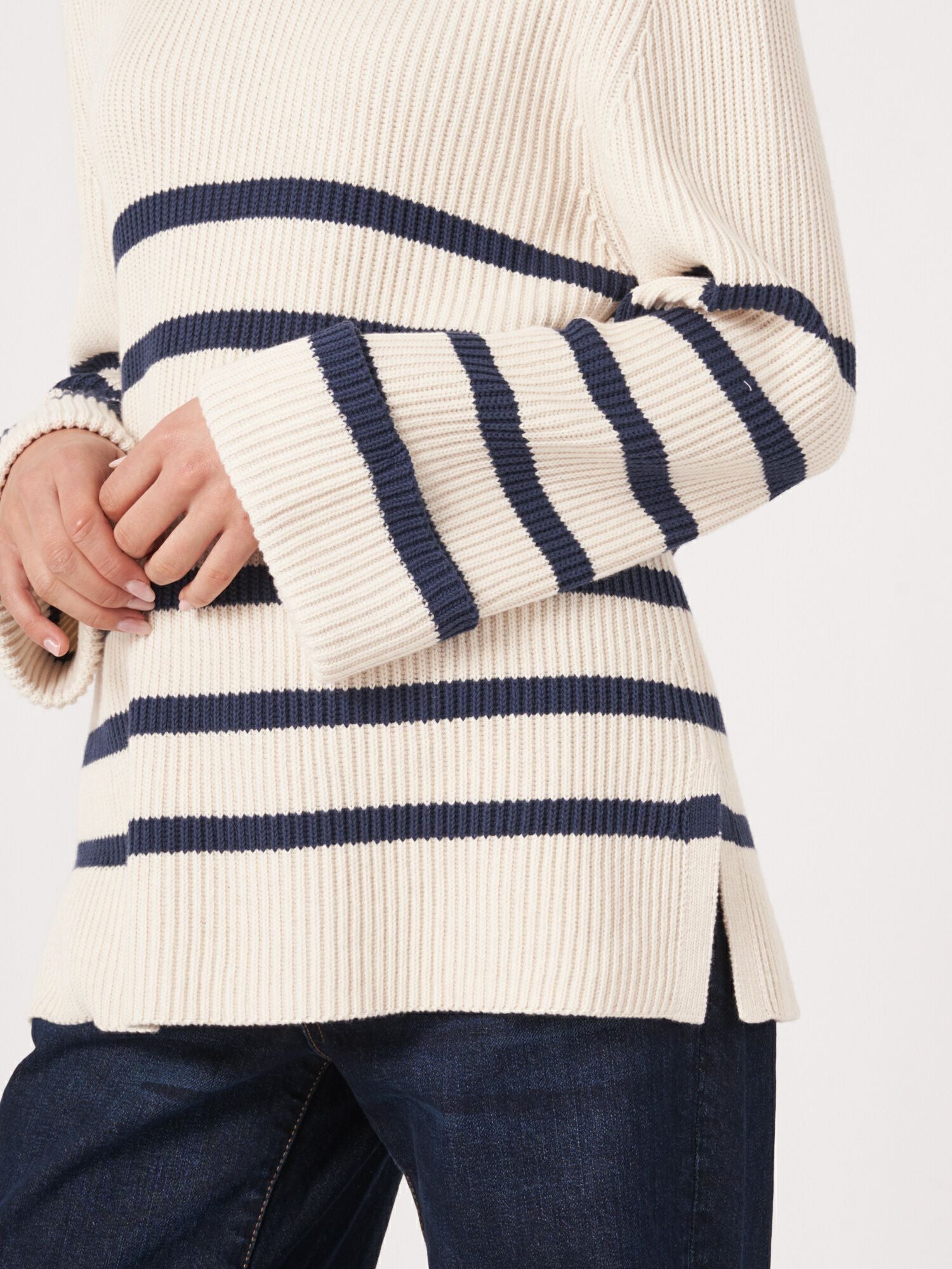 Luxe Sailor Stripe Sweater - Ivory/Marine