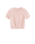 Brushed Cashmere Button T - PINK