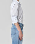avni slim shirt in blue micro stripe