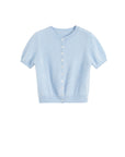 Brushed Cashmere Button T - BLUE