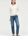 Button Polo Sweater Cream