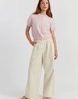 Brushed Cashmere Button T - PINK