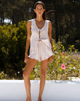 Camilla Tie Blouse - Striped Rose