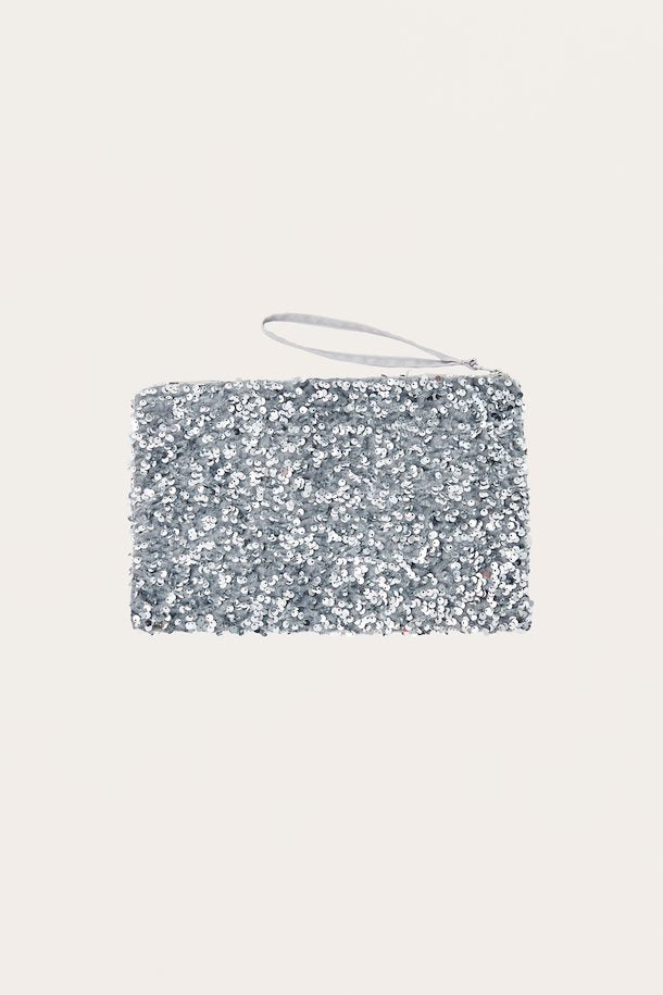 Silver shop sequin clutch