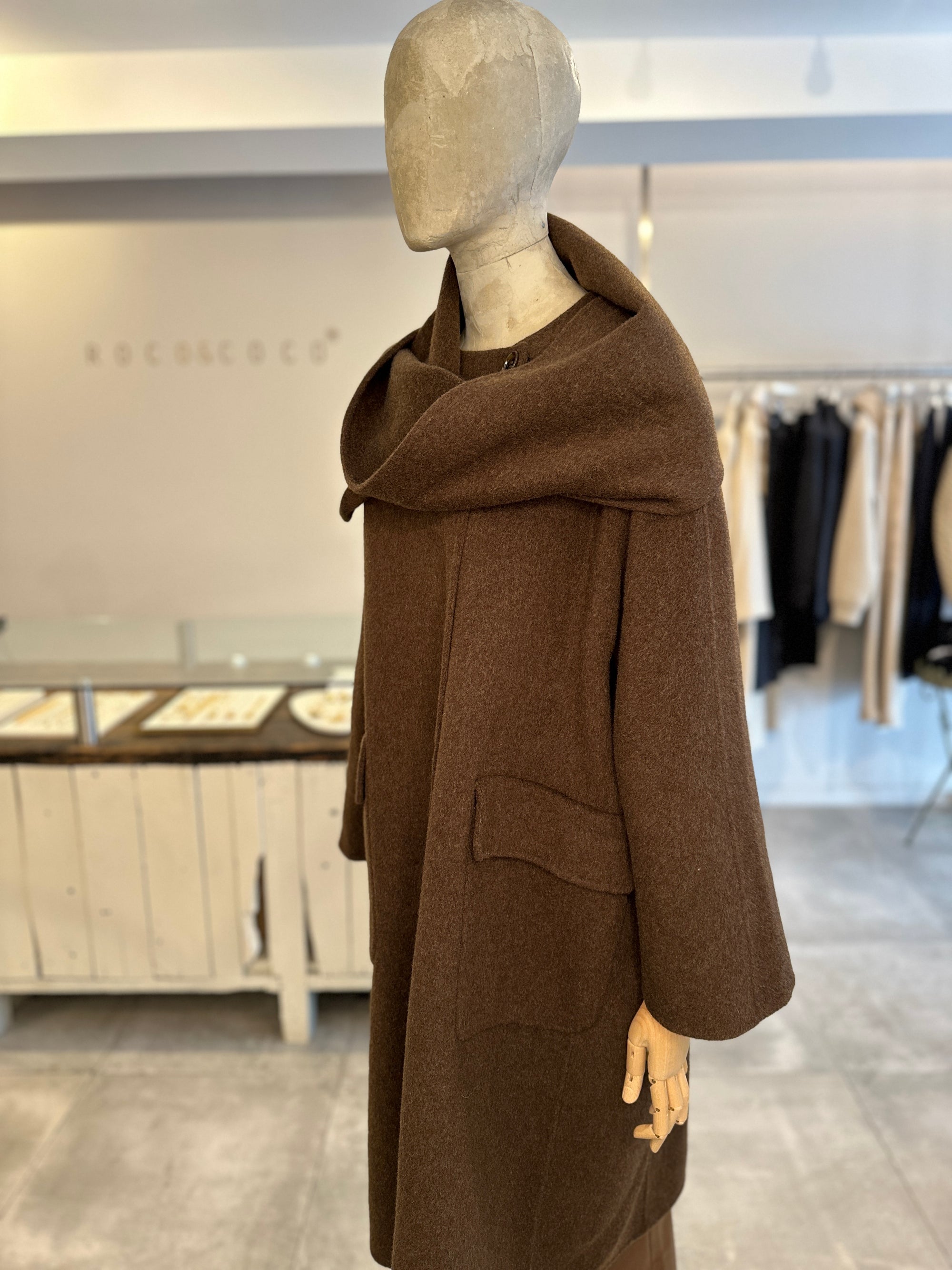 Cocoon Scarf Coat  - Cocoa ONE SIZE