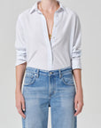 avni slim shirt in blue micro stripe