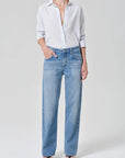 avni slim shirt in blue micro stripe
