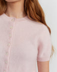 Brushed Cashmere Button T - PINK