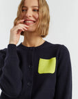 Contrast Pocket Cardigan - NAVY