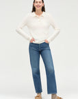 Button Polo Sweater Cream