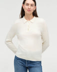 Button Polo Sweater Cream