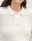 Button Polo Sweater Cream