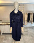 Eva Cashmere Blend Classic Coat - Navy