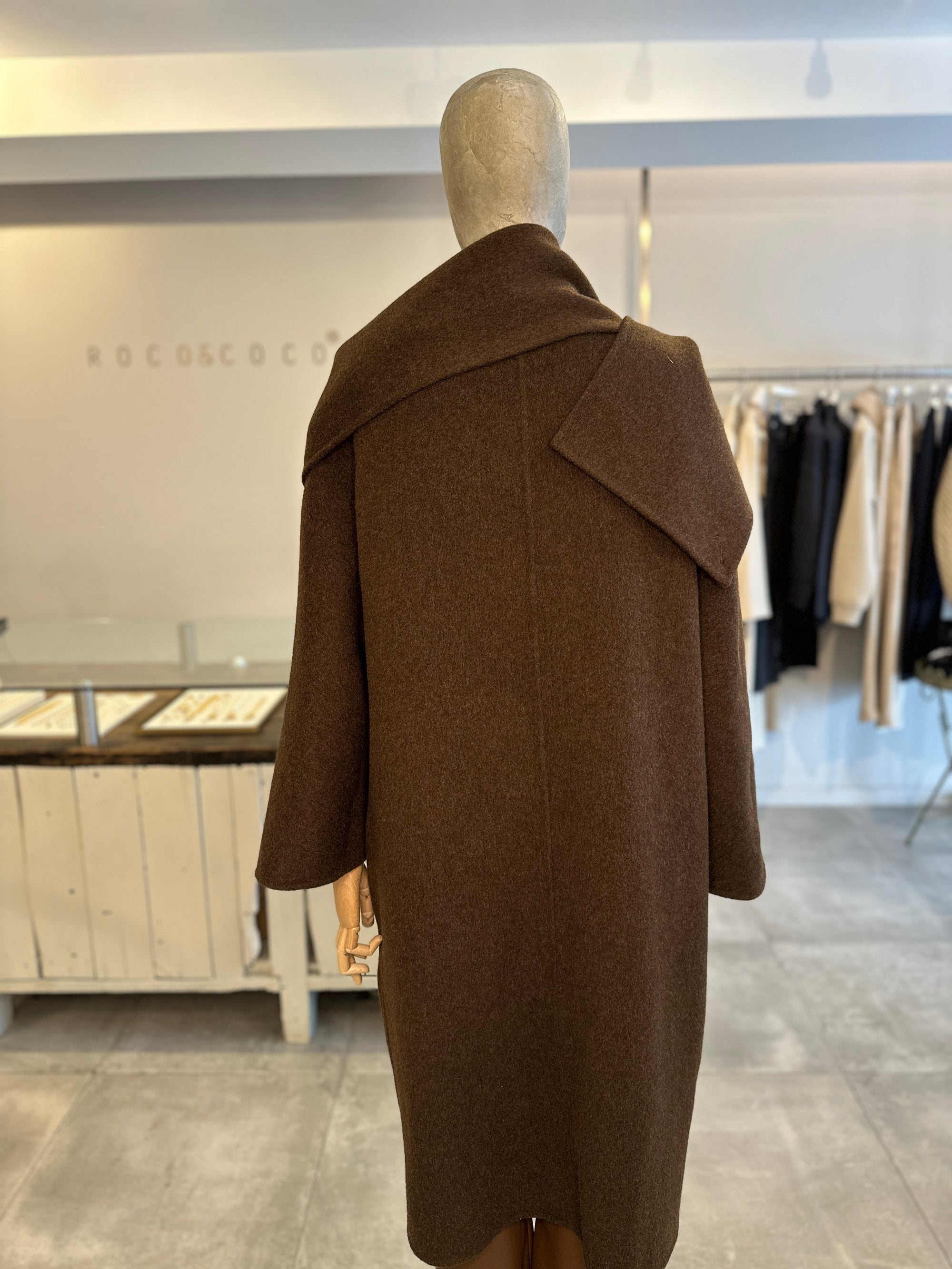 Cocoon Scarf Coat  - Cocoa ONE SIZE