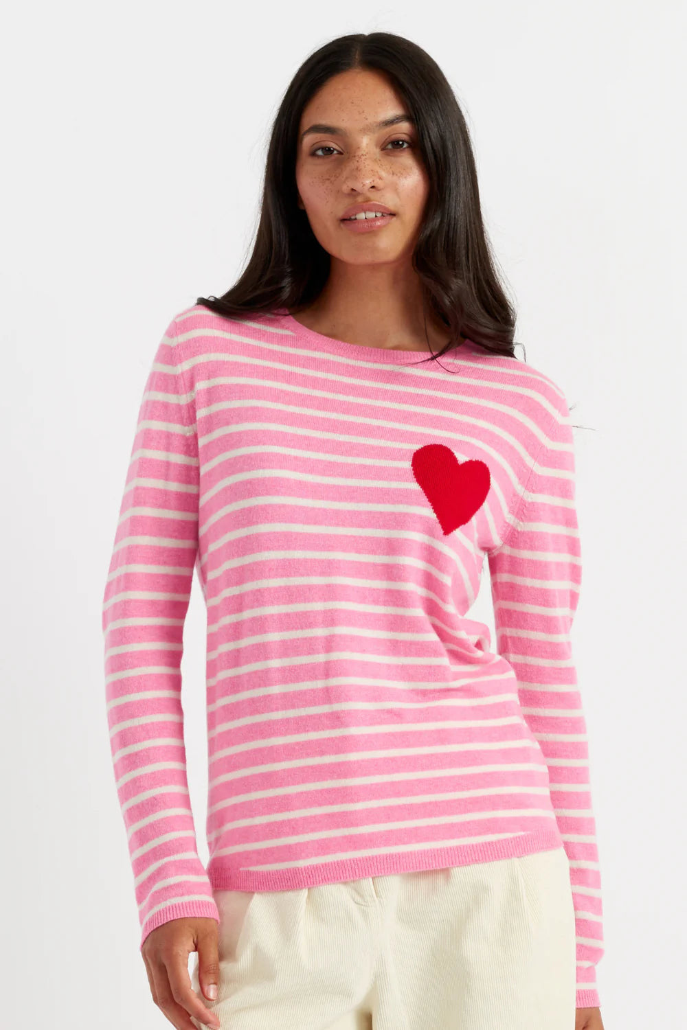 Breton Heart Sweater - Pink