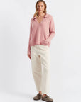 Pure Cashmere Summer Collared Sweater - CLAY PINK