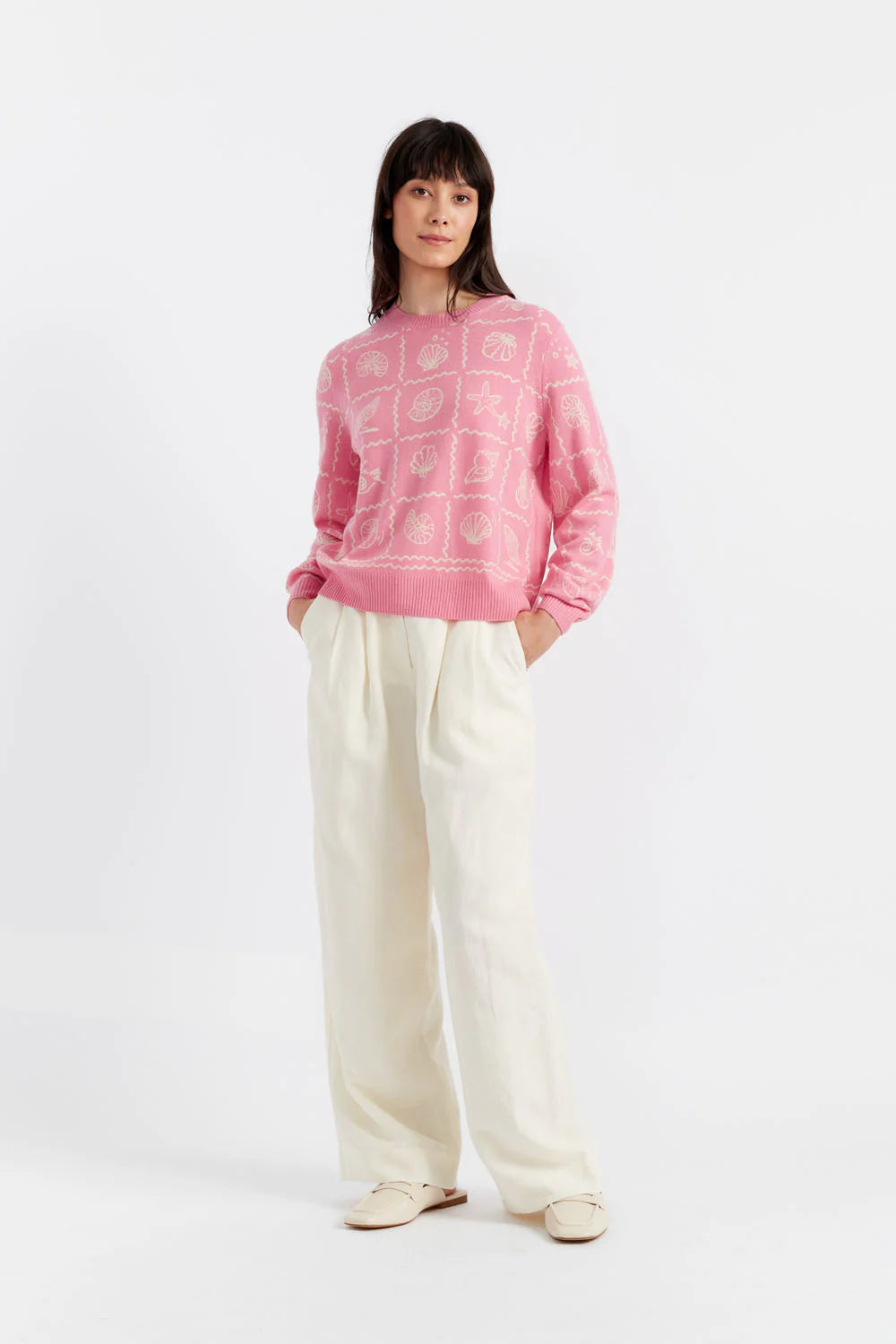 La Mer Printed Sweater - PUNCH PINK