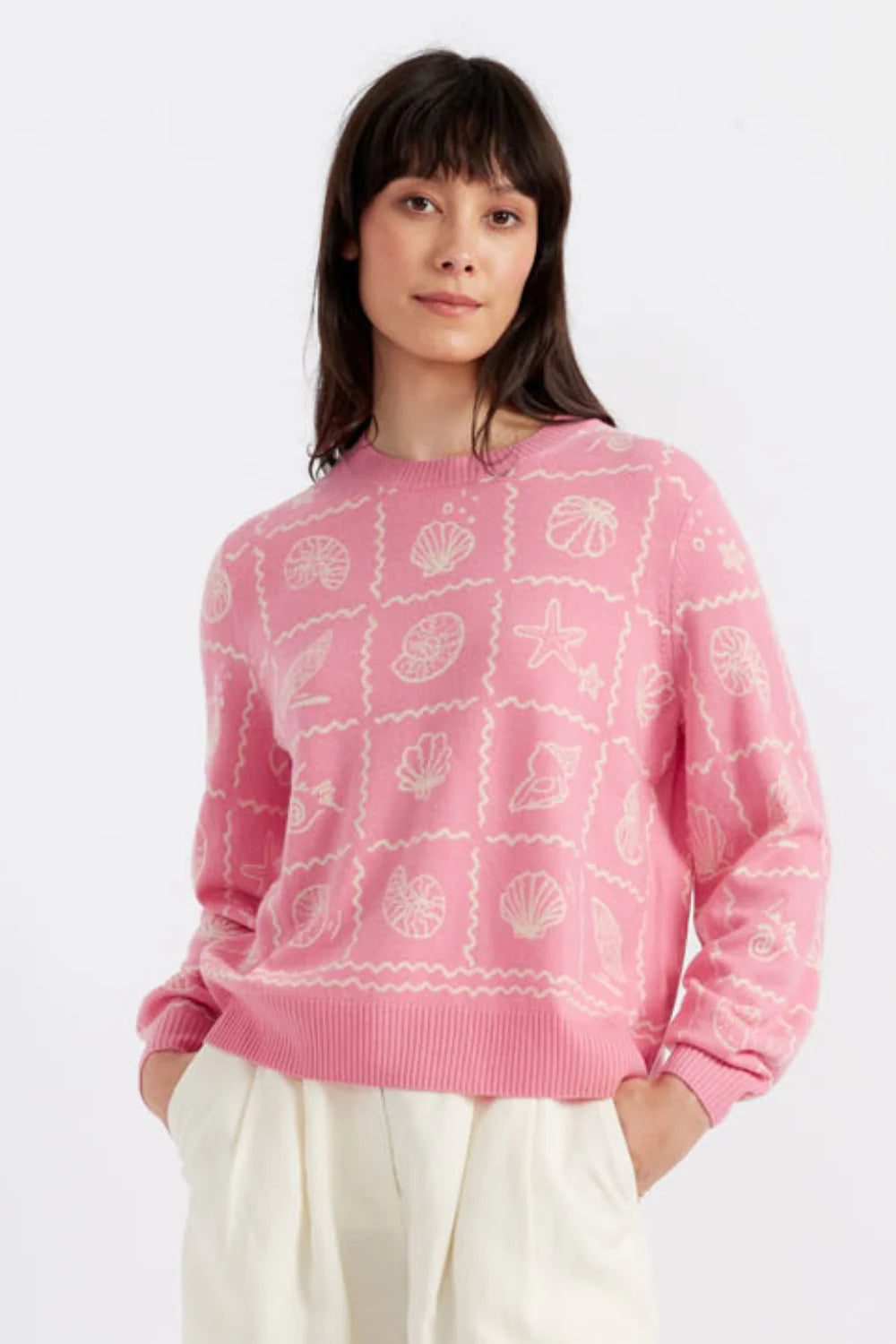 La Mer Printed Sweater - PUNCH PINK