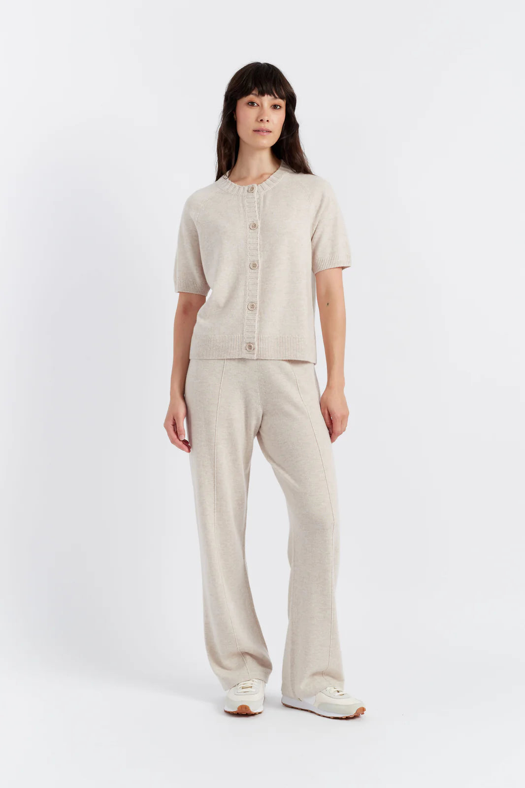 Button Through T-Shirt - Oatmeal