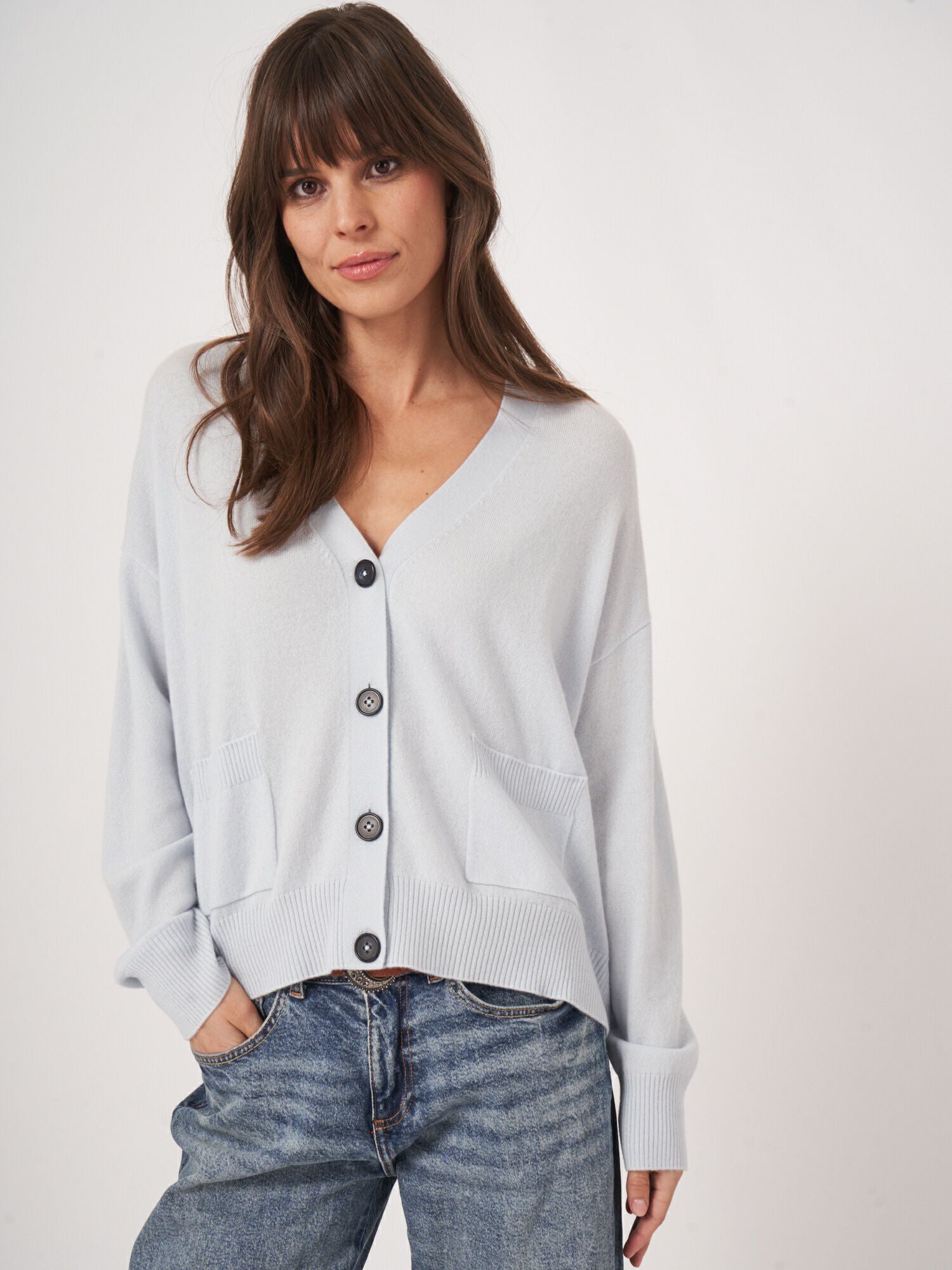 Cashmere Boxy Cardigan - Wave