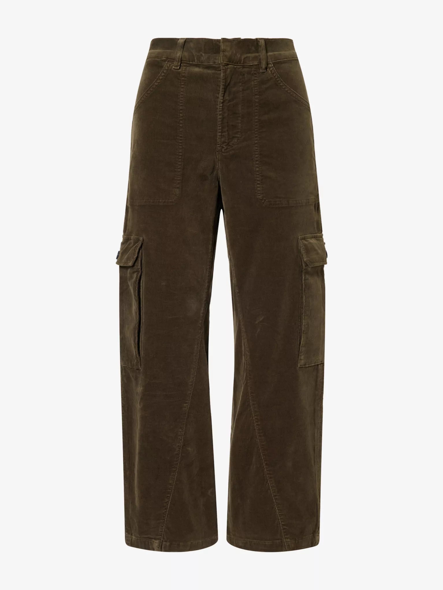 Thassos twisted seam utility pant in dark green corduroy.