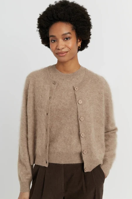 Brushed Cashmere Cardigan - Warm Oatmeal