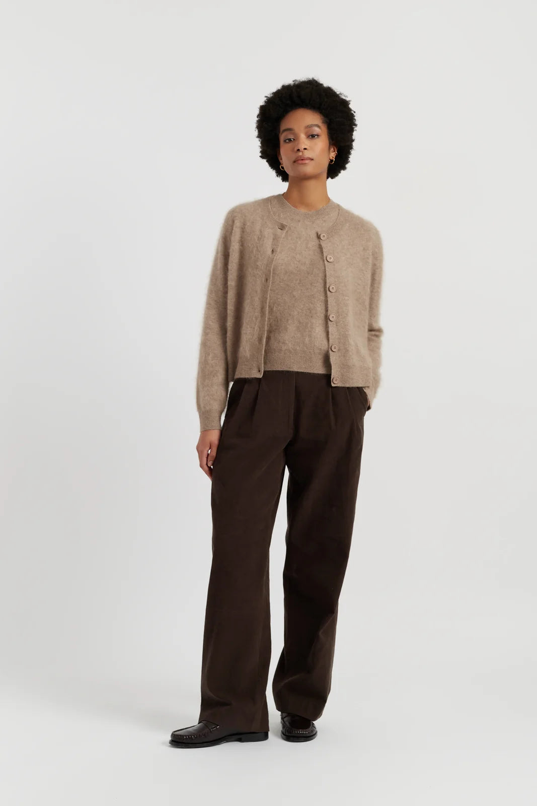 Brushed Cashmere Cardigan - Warm Oatmeal