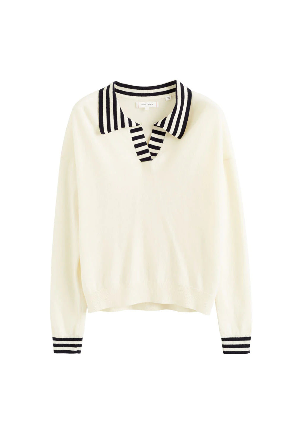 Breton Trim Wool Cashmere  Sweater