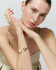 Gold Bead Bangle - Peach Sorbet