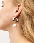 Circle Pearl Earring - Silver