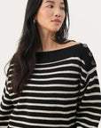 Linne Stripe Sweater - BLACK