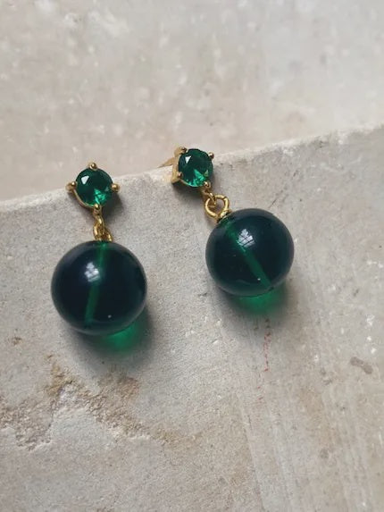 Cassandra Earrings Emerald